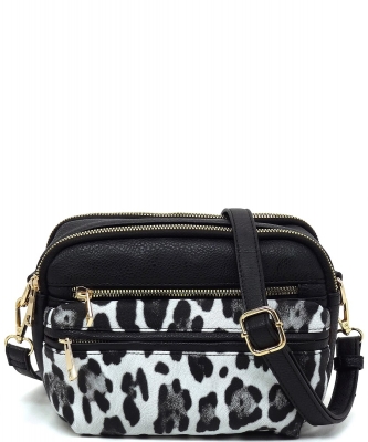Fashion Multi Pocket Crossbody Bag AD2700 SNOW LEOPARD